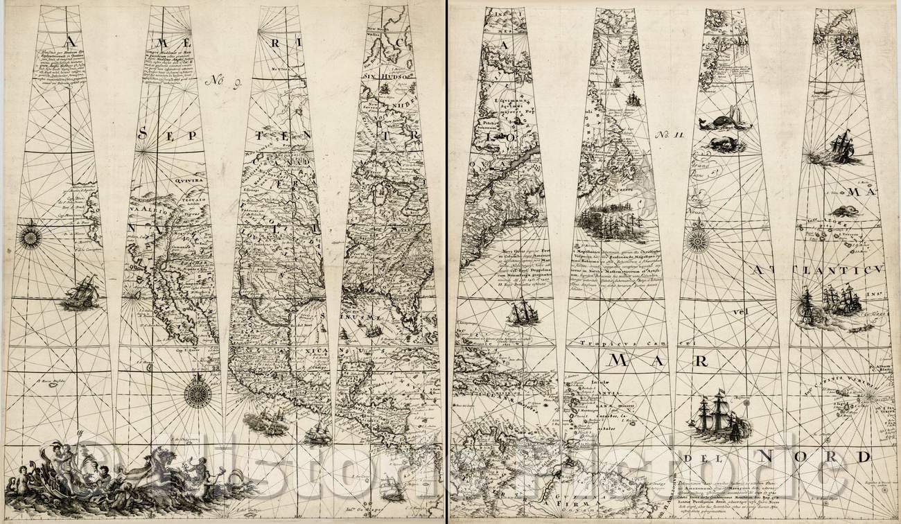 Historic Map - North America - Untitled Globe Gores, 1751, Johann Friedrich Endersch - Vintage Wall Art