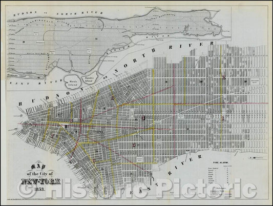 Historic Map - Map of the City of New-York, 1853, Valentine's Manual - Vintage Wall Art