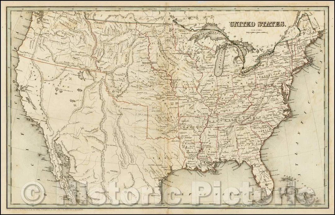 Historic Map - United States, 1838, Thomas Gamaliel Bradford v2