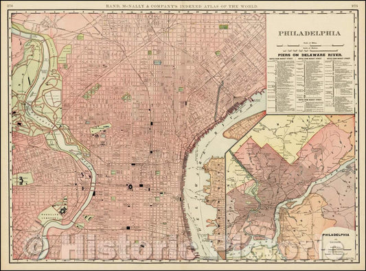 Historic Map - Philadelphia and Vicinity, 1892, William Rand - Vintage Wall Art