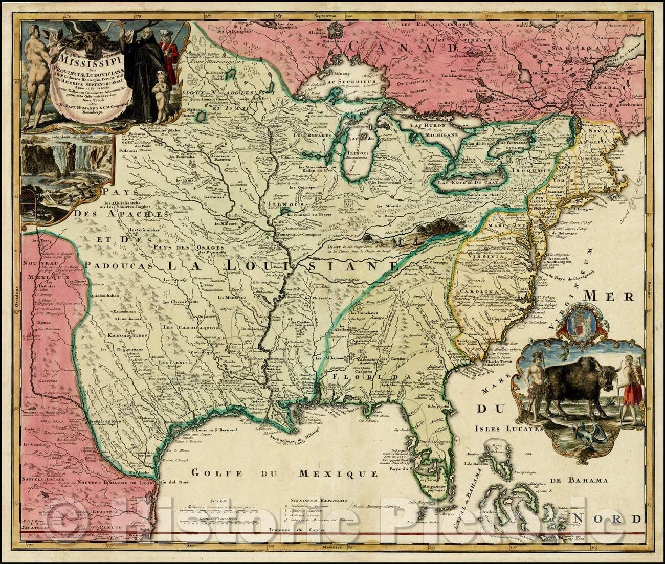 Historic Map - Amplissimae Regionis Mississipi Seu Provinciae Ludovicianae A R.P. Ludovico Hennepin Francisc Miss In America Septentrionali Anno, 1720 v3