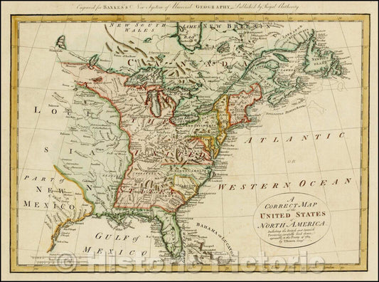 Historic Map - A Correct Map of the United States of North America. Including the British and Spanish Territories, 1787, Thomas Bowen v1