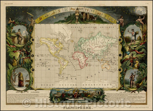 Historic Map - Planisphere, 1852, Victor Levasseur v2