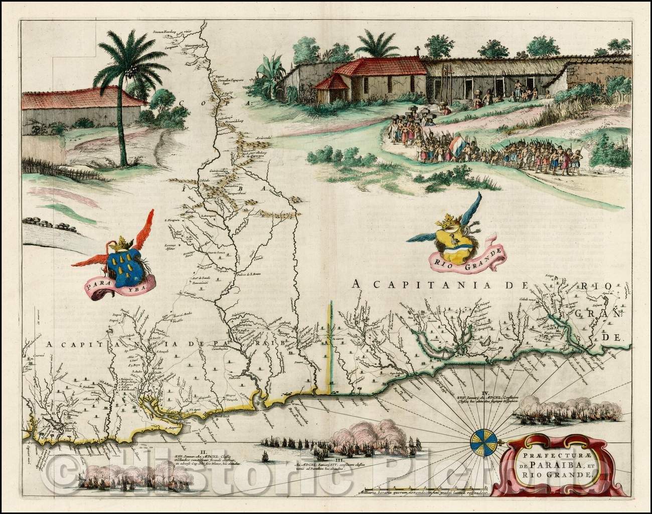 Historic Map - Praefecturae De Paraiba, et Rio Grande, 1662, Gaspar Barleus - Vintage Wall Art
