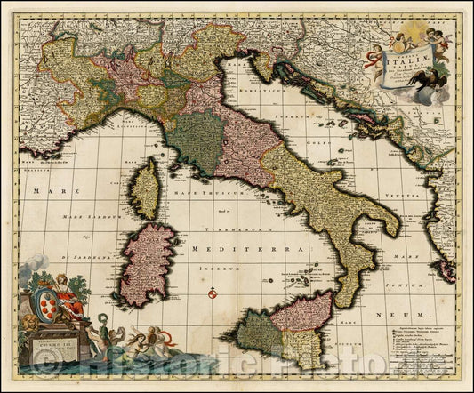 Historic Map - Totius Italiae Tabula per Nicolaum Visscher cum Privilegia orainum Holland et West-Fris, 1690, Nicolaes Visscher I v2