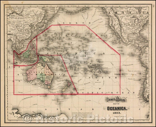 Historic Map - Gray's Map of Oceanica, 1873, O.W. Gray v1
