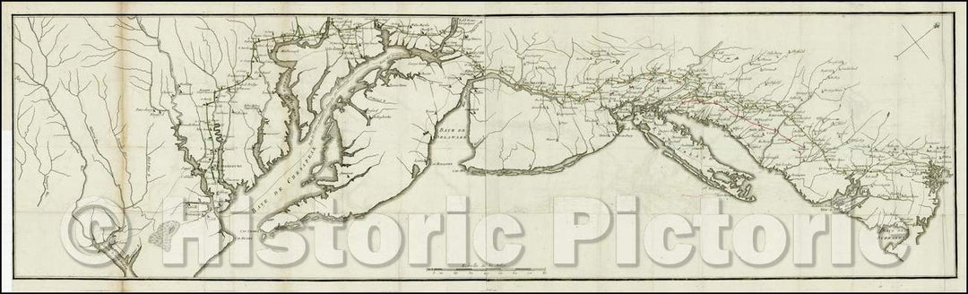 Historic Map - Revolutionary War Map Showing Rochambeau's March from Boston to the Chesapeake, 1787, Henri Soules v1