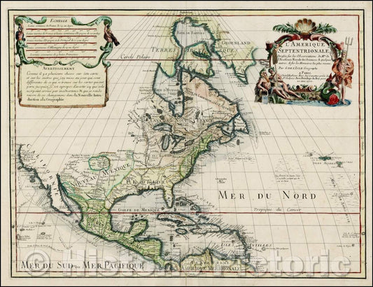 Historic Map - L'Amerique Septentrionale Dressee sur les Observations de Mrs. de l'Academie Royale des Sciences, 1700, Guillaume De L'Isle v2
