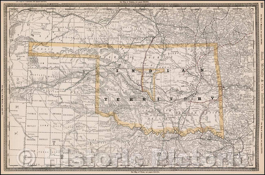 Historic Map - Indian Territory (with Oklahoma Country), 1888, Rand McNally & Company - Vintage Wall Art