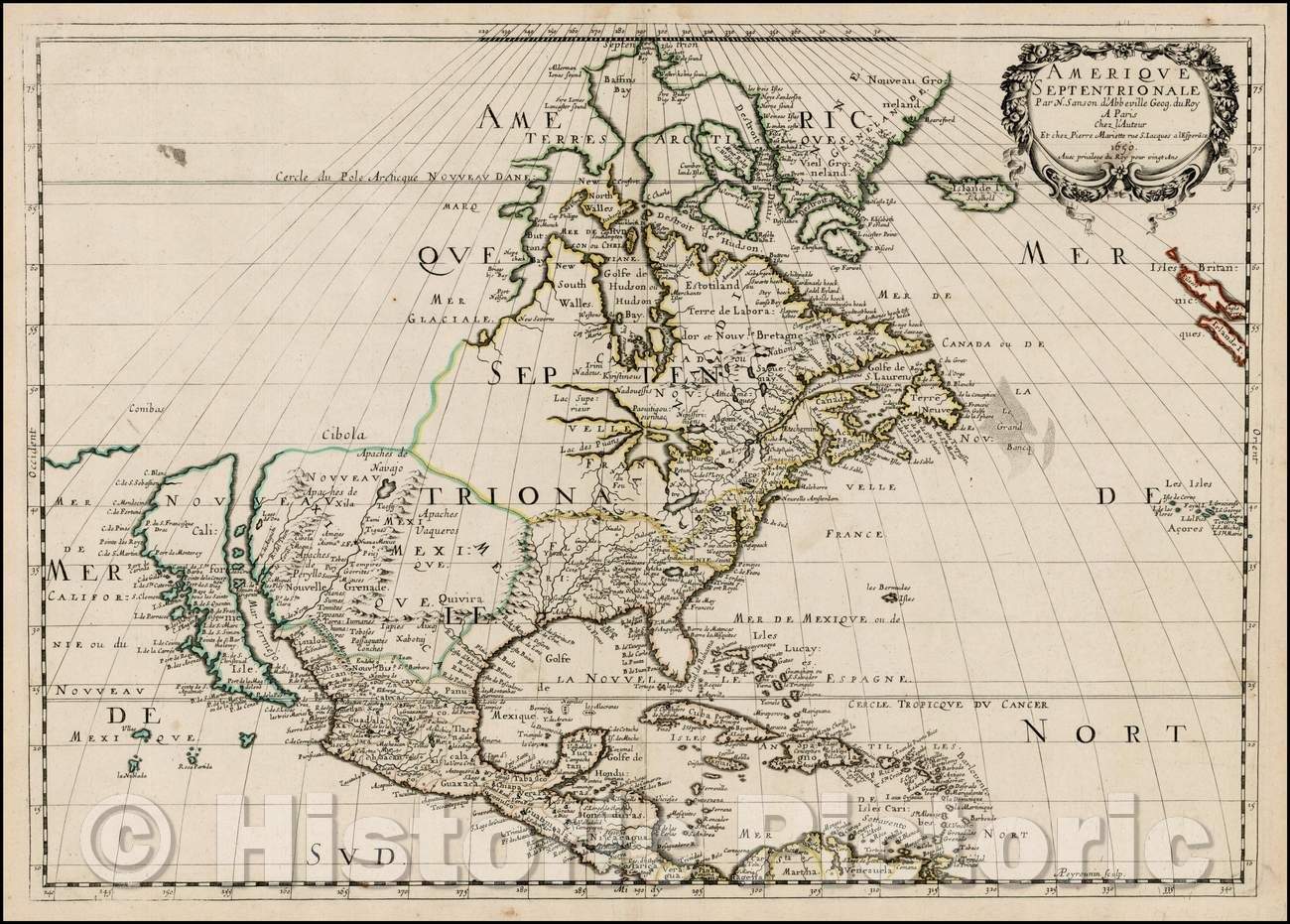 Historic Map - Amerique Septentrionale par N. Sanson d'Abbeville Geog. du Roy, 1650, Nicolas Sanson v2