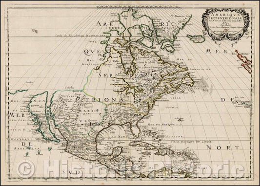 Historic Map - Amerique Septentrionale par N. Sanson d'Abbeville Geog. du Roy, 1650, Nicolas Sanson v2