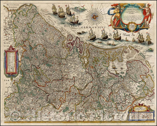 Historic Map - Novus XVII Inferioris Germaniae Provinciarum Typus de integro multis in co, 1634 - Vintage Wall Art