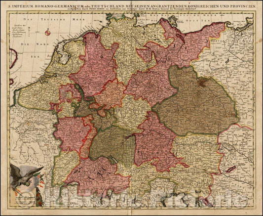 Historic Map - S. Imperium Romano-Germanicum oder Teutschlenad mit Seinen Angrantz :: Holy Roman Empire, Low Countries to Bohemia and Baltic to the Alps, 1700 - Vintage Wall Art