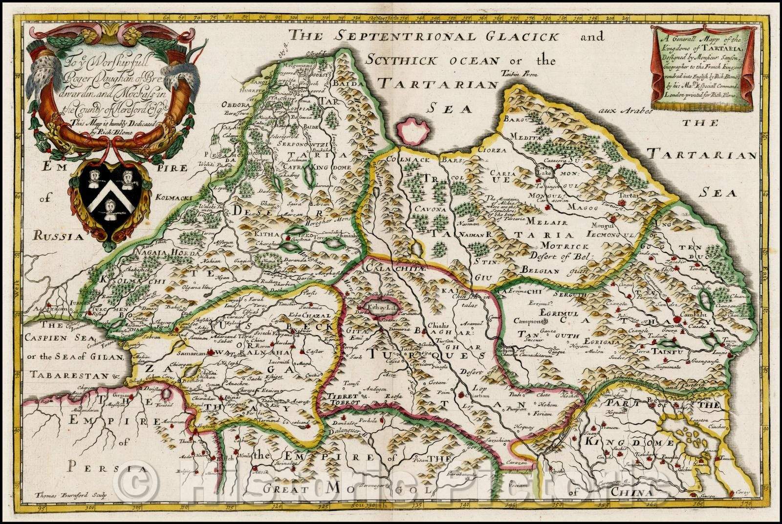 Historic Map - A Generall Mapp of the Kingdoms of Tartaria, 1670, Richard Blome - Vintage Wall Art
