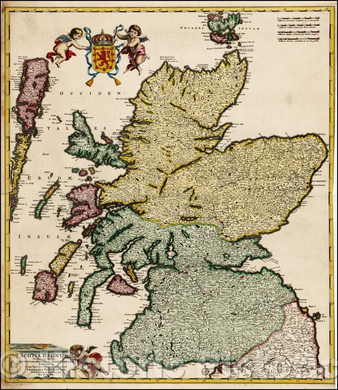 Historic Map - Scotia Regnum divisum in Partem Septentrionalem et Meridionalem Subdivisas, 1690 - Vintage Wall Art