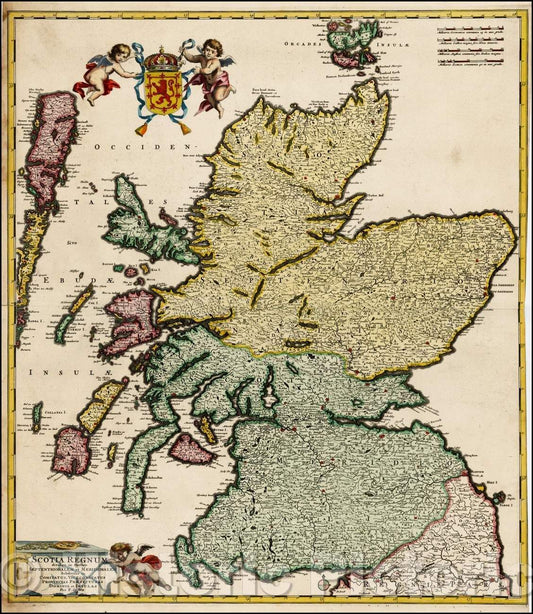 Historic Map - Scotia Regnum divisum in Partem Septentrionalem et Meridionalem Subdivisas, 1690 - Vintage Wall Art