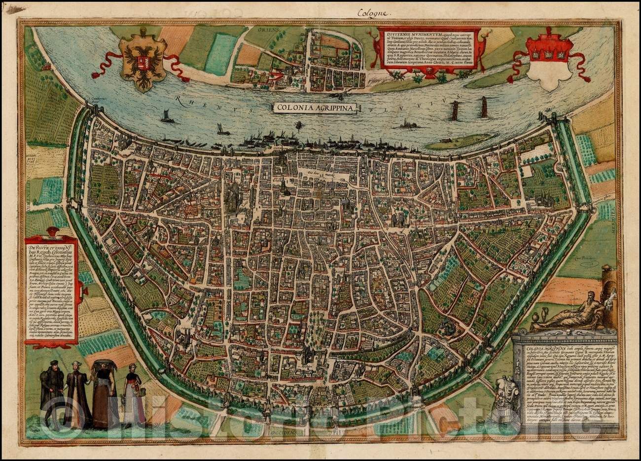 Historic Map - Colonia Agrippina/Colonia Agrippina, 1572, Georg Braun - Vintage Wall Art