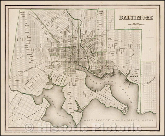 Historic Map - Baltimore, 1838, Thomas Gamaliel Bradford v1