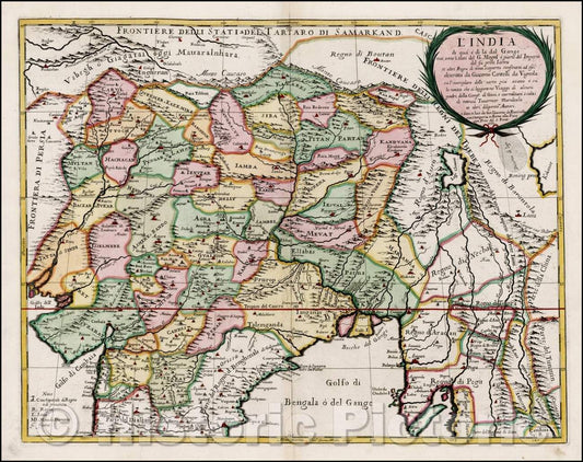 Historic Map - L'India di qua' e di la dal Gange oue sono li Stati del Mogol e' parte del Imperio del fu prte Ianni et altri Regni di nova scoperti, 1682 v1