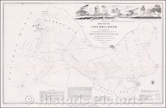 Historic Map - Mouth of the Columbia River From a Preliminary Survey, 1851, United States Coast Survey v1