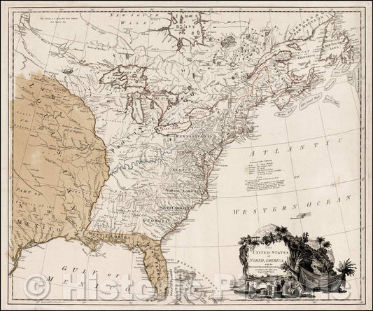 Historic Map - The United States of North America with the British & Spanish Territories, 1783, William Faden - Vintage Wall Art