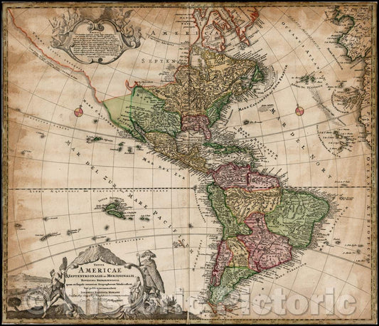 Historic Map - Totius Americae Septentrionalis et Meridionalis Novissima Representatio quam ex fingulis Geographorum Tabulis, 1720 v3