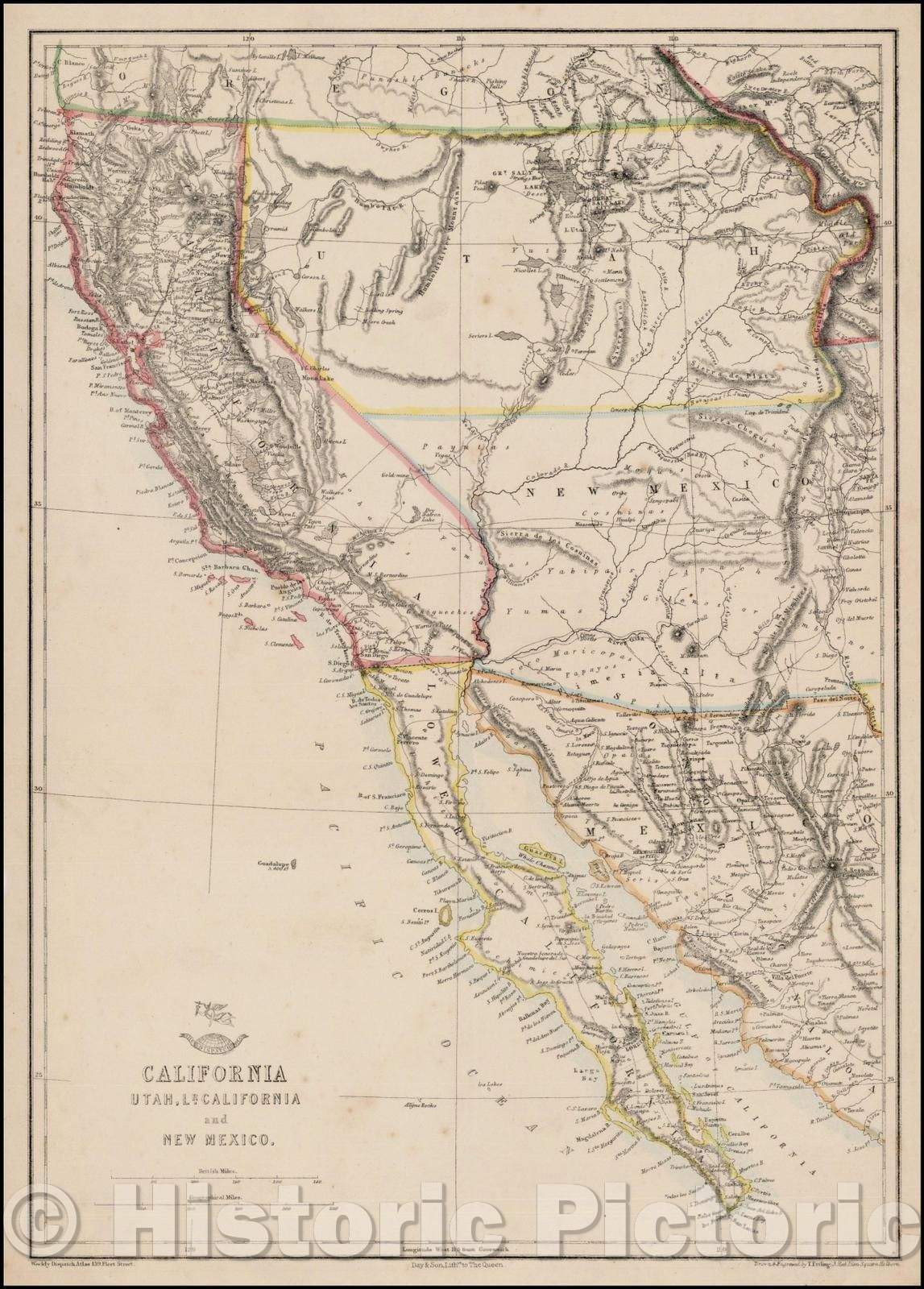 Historic Map - California Utah, Lr. California and New Mexico, 1856, Theodore Ettling v1