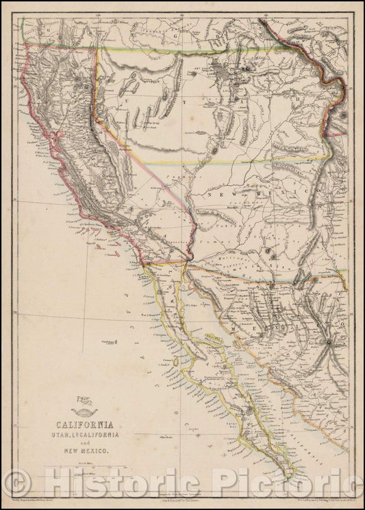 Historic Map - California Utah, Lr. California and New Mexico, 1856, Theodore Ettling v1
