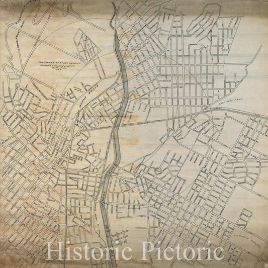 Central Los Angeles - Downtown and Railway Properties, 1910 ca | Historical Map Print