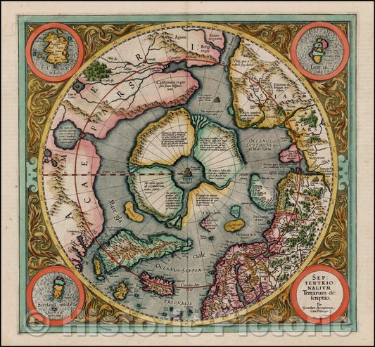 Historic Map - Septentrionalium Terrarum descriptio, 1595, Gerard Mercator v2