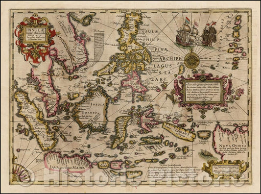 Historic Map - Insulae Indiae Orientalis Praecipuae, In quibus Moluccae celeberrime sunt, 1613, Jodocus Hondius - Vintage Wall Art