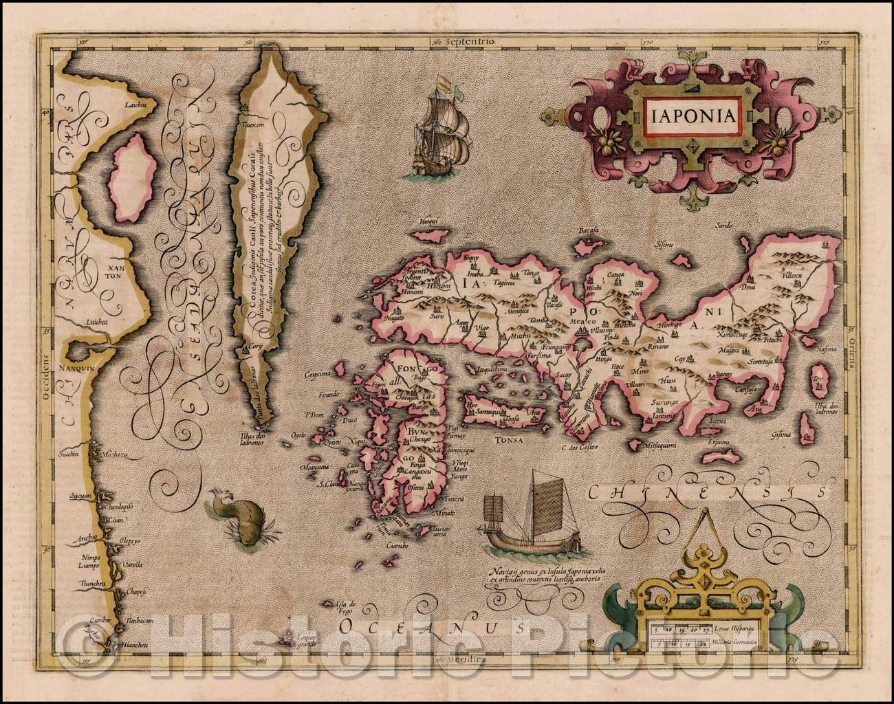 Historic Map - Iaponia, 1613, Jodocus Hondius - Vintage Wall Art