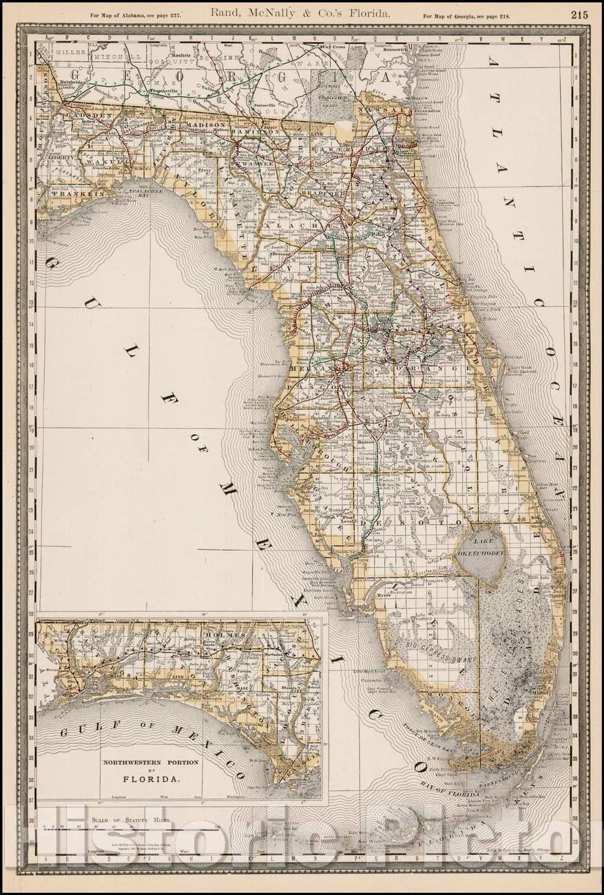 Historic Map - Rand, McNally & Co.'s Florida, 1888, William Rand v1