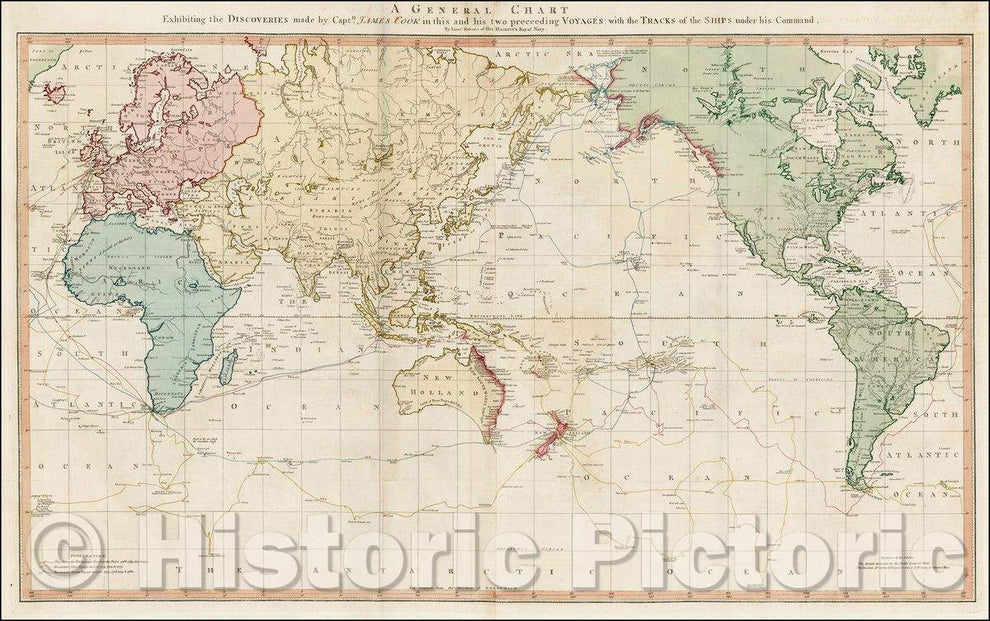 Historic Map - A General Chart Exhibiting the Discoveries made, 1784 ...