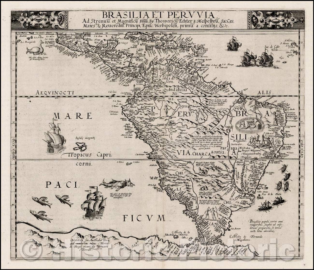 Historic Map - Brasilia et Peruvia, 1593, Cornelis de Jode v1
