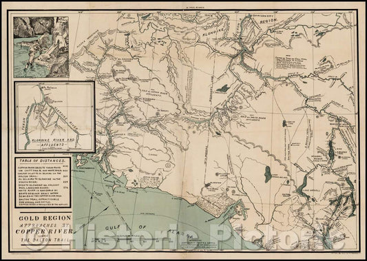 Historic Map - Gold Region Approaches, 1897, Joseph Burr Tyrrell - Vintage Wall Art
