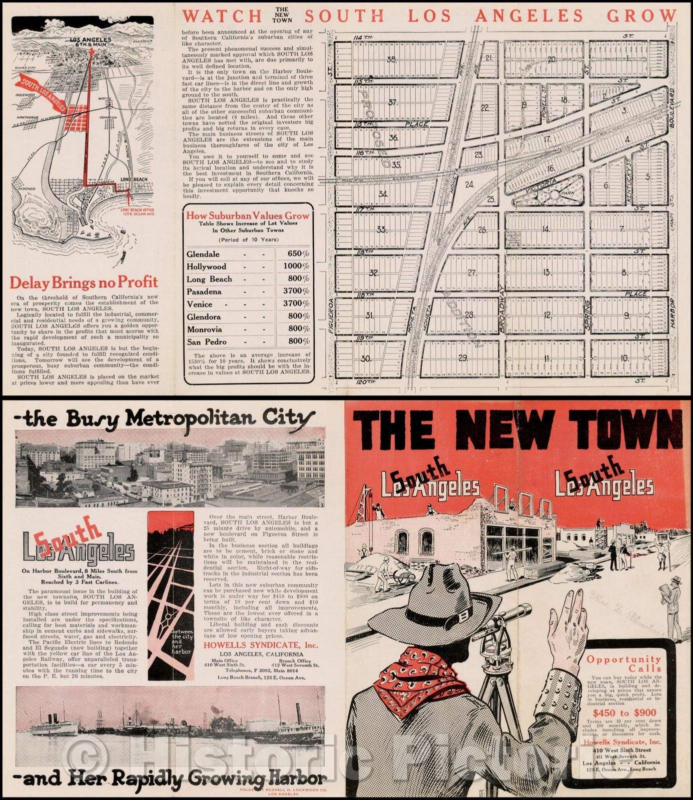 Historic Map - The New Town, 1920, Howells Syndicate Inc. - Vintage Wall Art
