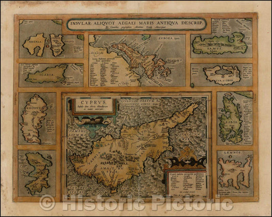 Historic Map - Insular Aliquot Aegaei Maris Antiqua Descrip, 1584, Abraham Ortelius - Vintage Wall Art