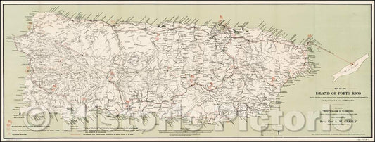 Historic Map - Map of the Island of Porto Rico Showing the lines of communication, telegraph, telephone, and heliographic, operated, 1900 - Vintage Wall Art