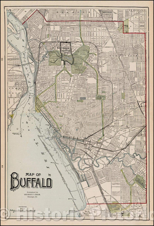 Historic Map - Map of Buffalo, 1890, George F. Cram v2
