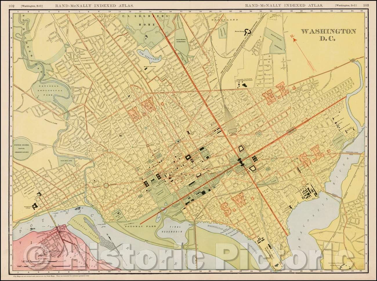 Historic Map - Washington D.C, 1909, Rand McNally & Company v1