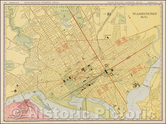 Historic Map - Washington D.C, 1909, Rand McNally & Company v1