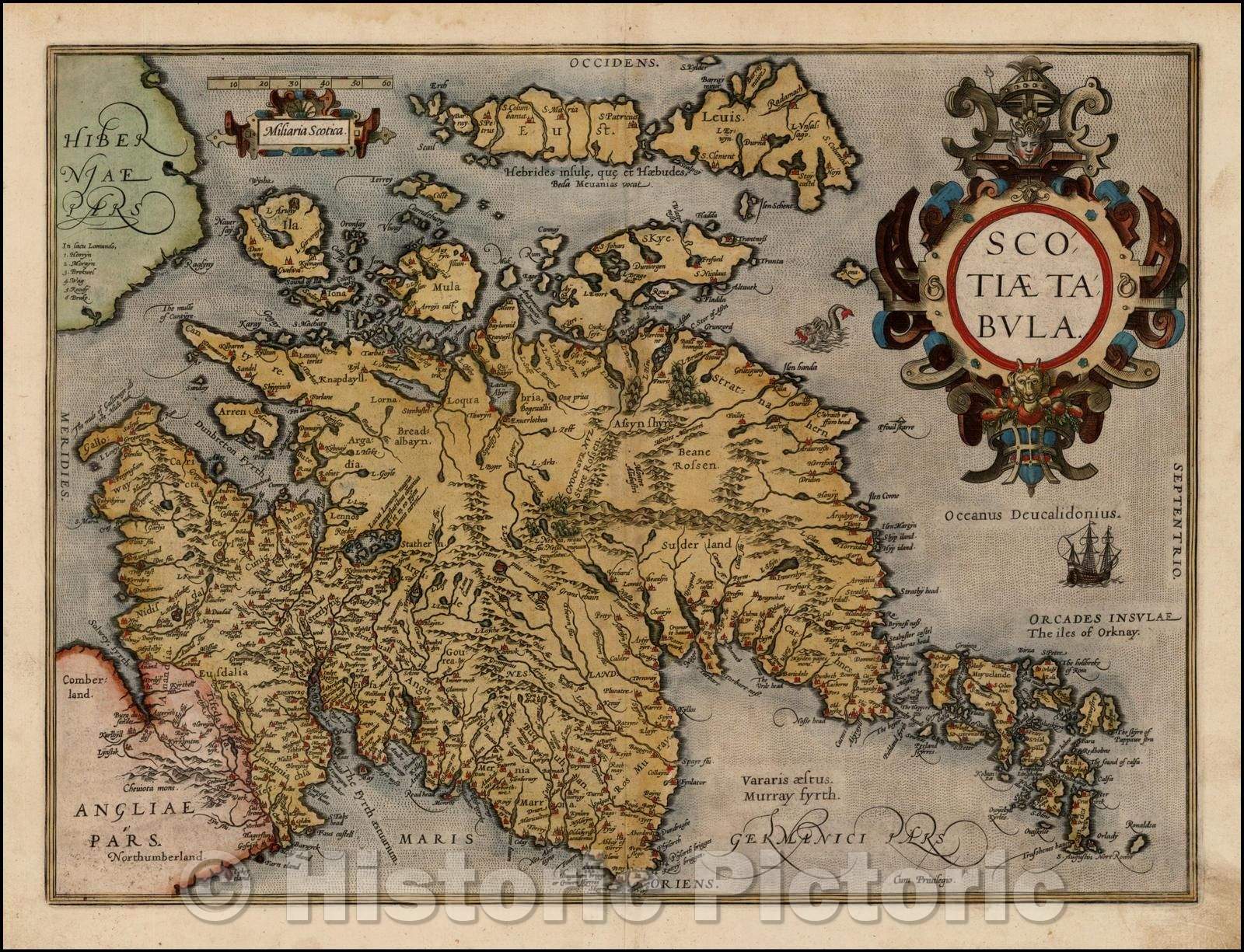 Historic Map - Scotiae Tabula, 1580, Abraham Ortelius - Vintage Wall Art