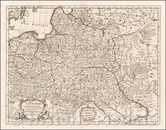 Historic Map - La Pologne Dressee sur cd qu'en ot donne Starovolsk, BeauPlan, Hartnoch 1703 / Map of Poland, prior to its dismemberment, 1745 - Vintage Wall Art
