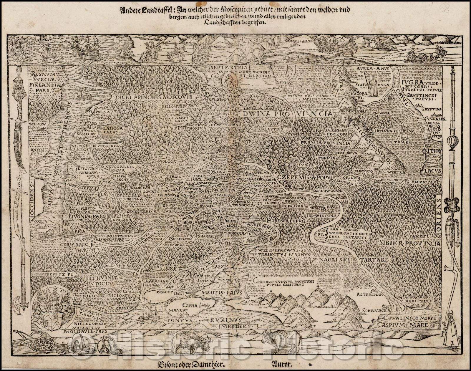 Historic Map - (First Modern of Russia) Andere Landtaffel: In welcher der Moscauen g :: (First Modern of Russia) Other Landtaffel: In which of the Moscauen geb, 1563 - Vintage Wall Art