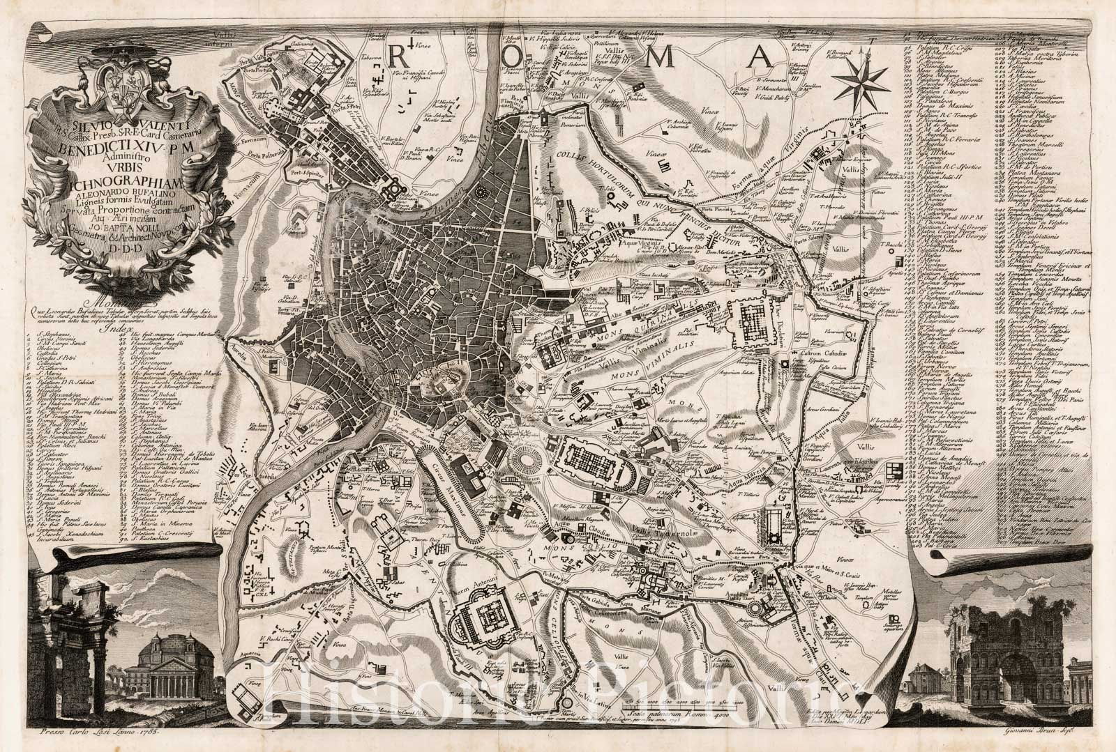 Historic Map - Rome, 1785, Leonardo Bufalino v1