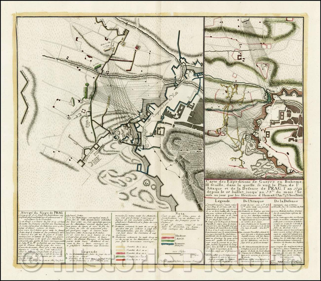 Historic Map - Carte des Expeditions de Guerre Boheme, III feuille, dans la quelle se voi :: War Expeditions Boheme, III, 1743 - Vintage Wall Art