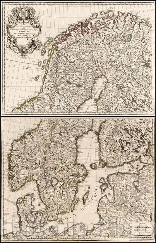 Historic Map - Carte Des Courones Du Nord/Map Of North Courones, 1745, Philippe Buache - Vintage Wall Art