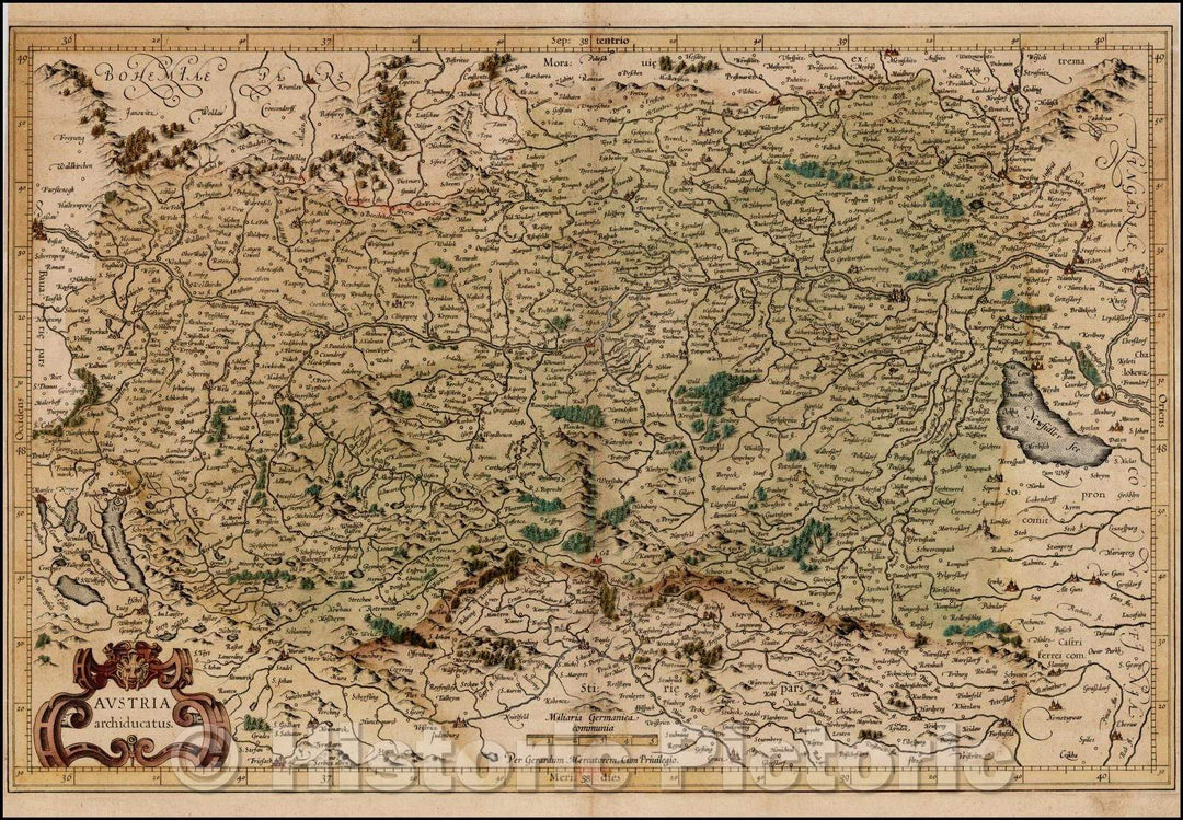 Historic Map - Austria Archiducatus/Austria Archiducatus, 1595, Gerard Mercator - Vintage Wall Art