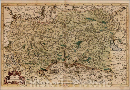 Historic Map - Austria Archiducatus/Austria Archiducatus, 1595, Gerard Mercator - Vintage Wall Art